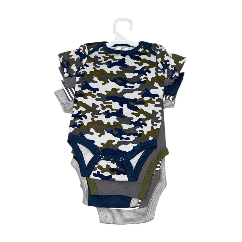 238. Baby Gear Gray, Navy & Olive Camo Short-Sleeve One-Piece Set (5-Pack) - Picture 2 of 2